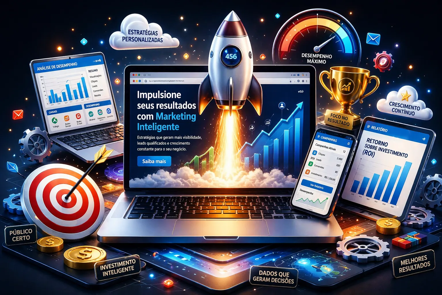 Equipe criando sites e sistemas focados no crescimento de empresas