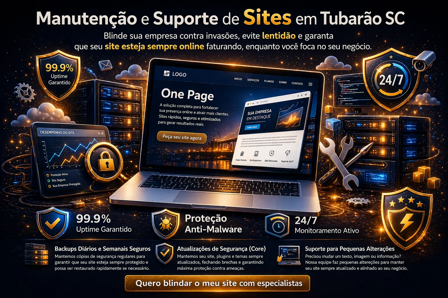 Equipe de tecnologia prestando manutenção e suporte de sites em Tubarão SC e região