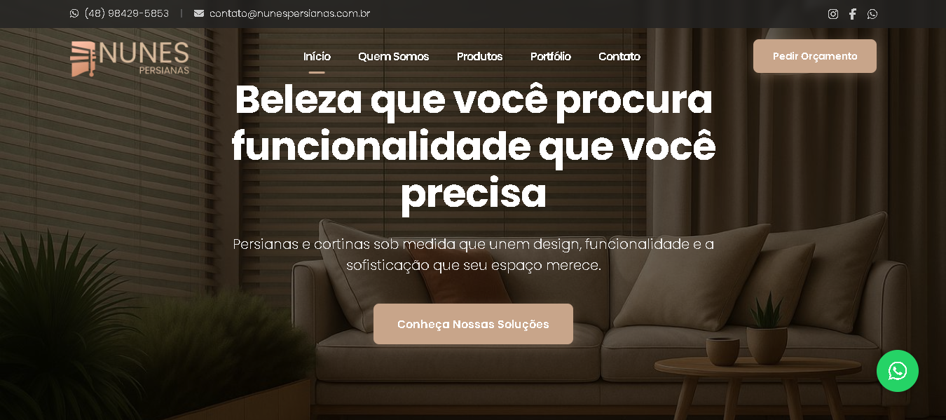 Preview do site Nunes Persianas